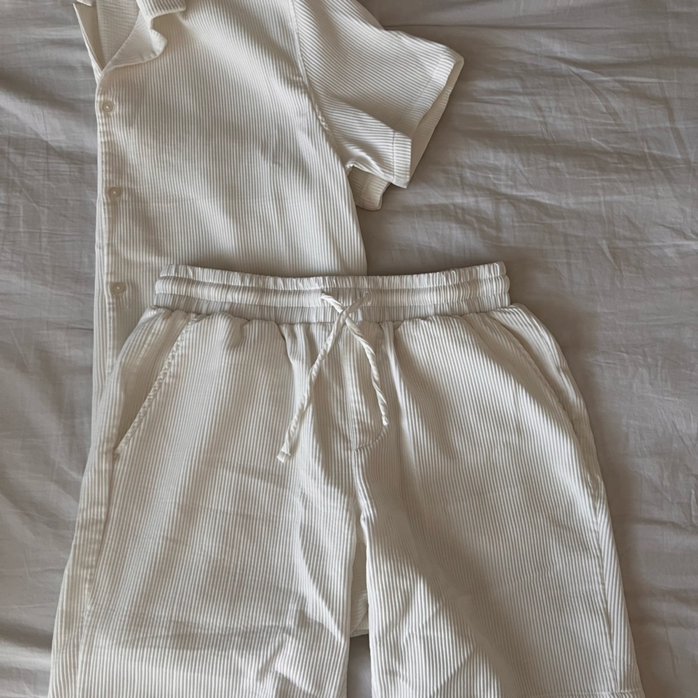 White Striped Casual Set